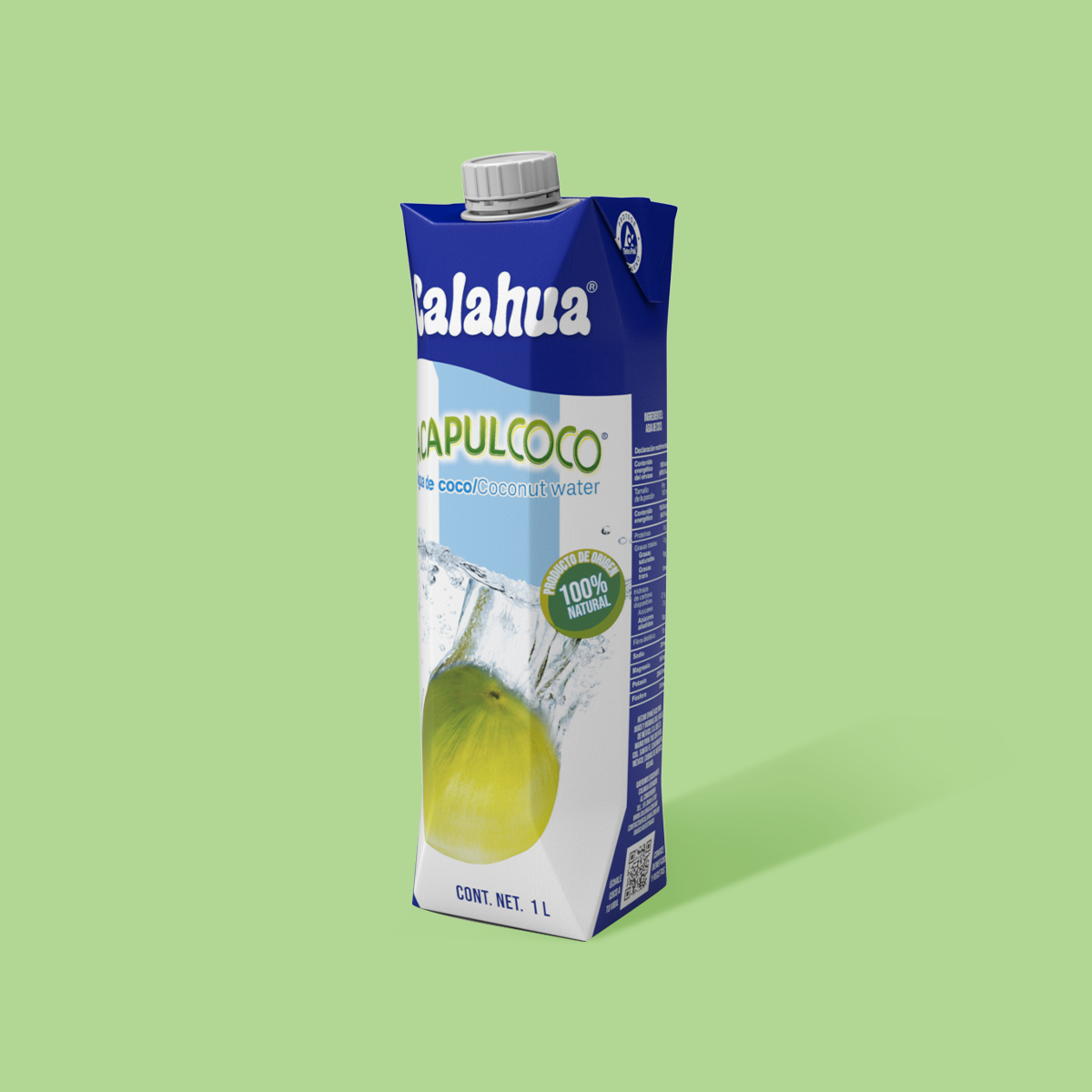 Agua de Coco Natural, Tetra Prisma de 1 litro 3/4